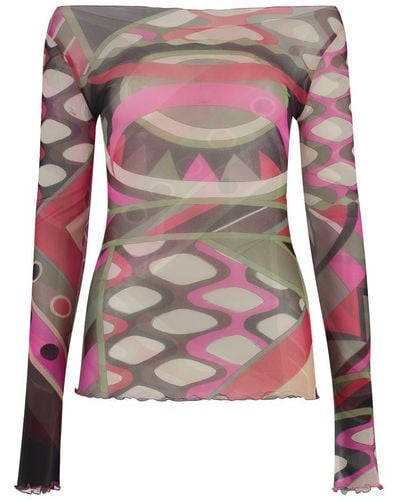 Emilio Pucci Printed Long-sleeve Top - Pink