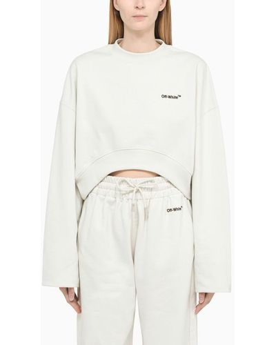 Off-White c/o Virgil Abloh Off- Cropped Sweatshirt With Logo - White