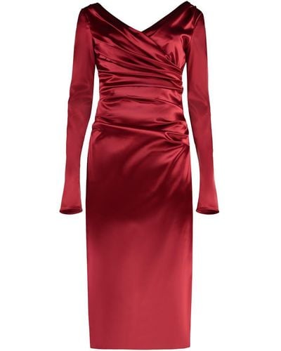 Dolce & Gabbana Satin Midi Dress - Red