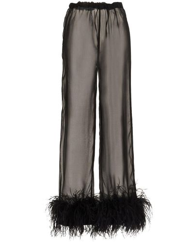 Oséree Feather Silk Trousers - Grey