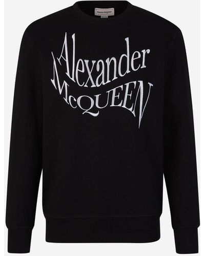 Alexander McQueen Embroidered Cotton Sweatshirt - Black