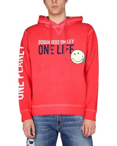 DSquared² "one Life One Planet Smiley" Sweatshirt - Red