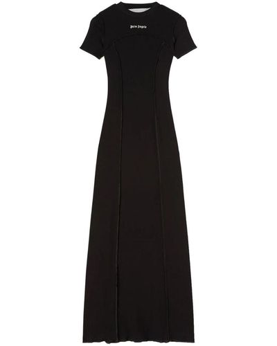 Palm Angels Logo-embroidered Knitted Maxi Dress - Black