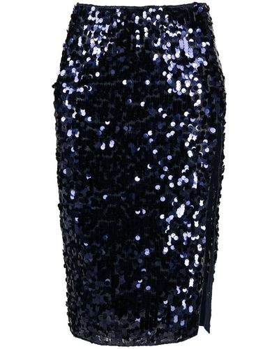 Oséree Sequinned Side-split Skirt - Blue