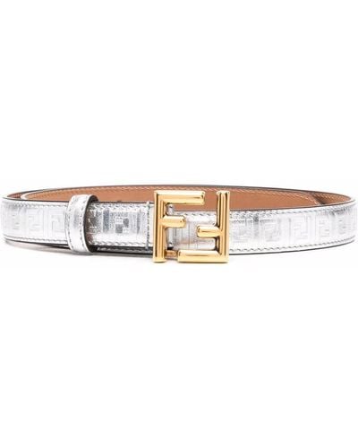 Fendi Ff Leather Belt - White