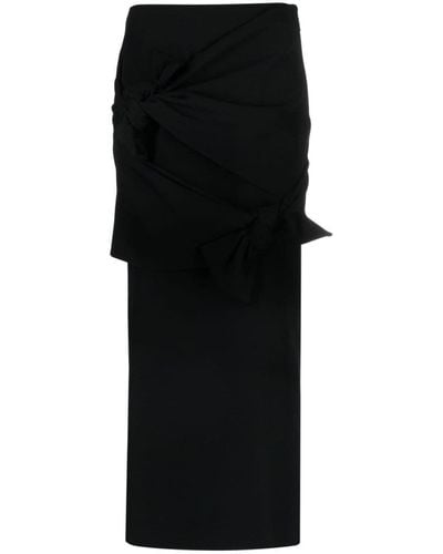 MSGM Knot-detail A-line Midi Skirt - Black