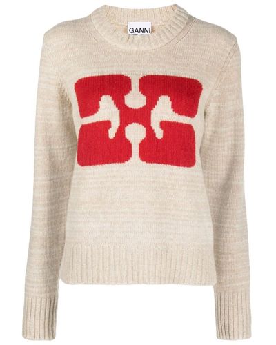 Ganni Pullover Sweater - White