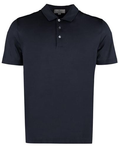 Canali Short Sleeve Cotton Polo Shirt - Blue