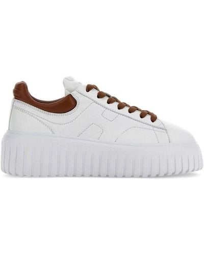 Hogan White Leather H-stripes Sneakers