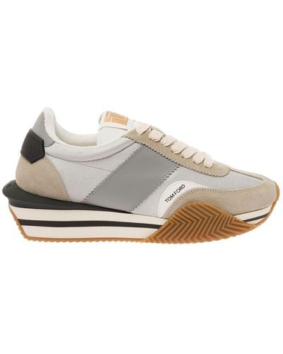 Tom Ford 'James' And Low Top Sneakers With Logo Detail In - White