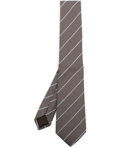 Giorgio Armani Diagonal Stripe Silk-blend Tie - Grey