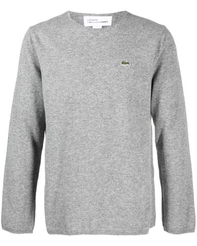 Comme des Garçons Intarsia-knit Logo Wool Sweater - Gray
