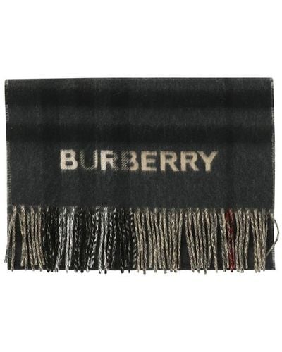 Burberry Contrast Check Cashmere Scarf - Black