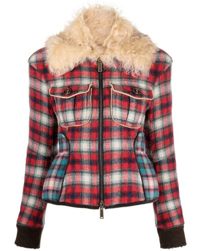 DSquared² Fur-collared Flannel Jacket