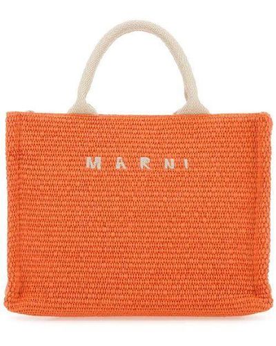 Marni Shopper Bag With Logo - Orange
