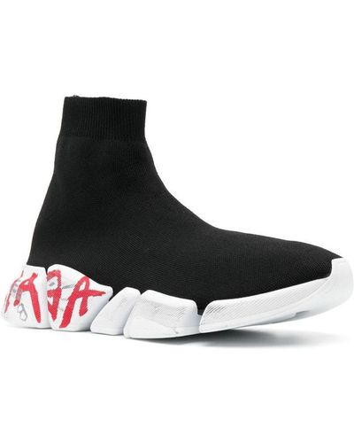 Balenciaga Knitted Black Speed 2.0 Sneakers - White