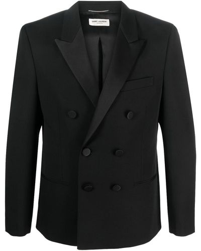 Saint Laurent Double-Breasted Wool Blazer - Black