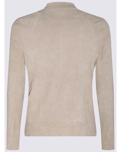 Giorgio Brato Chalk White Leather Jacket - Natural