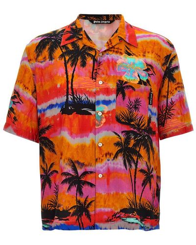 Palm Angels All Over Print Shirt Shirt, Blouse - Orange