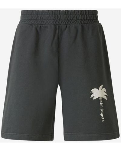 Palm Angels Logo Cotton Bermuda Shorts - White