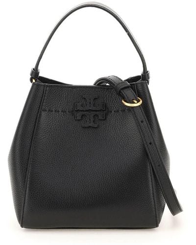 Tory Burch Grained Leather Mcgraw Bucket Bag - Black