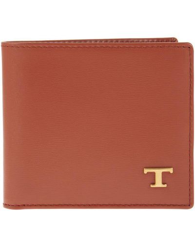 Tod's Leather Wallet With Logo - Red