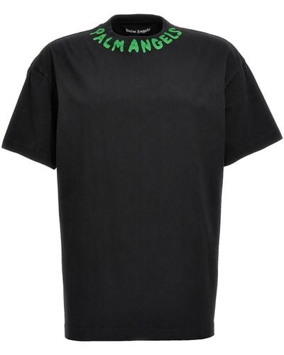 Palm Angels Neck Logo T-Shirt - Black