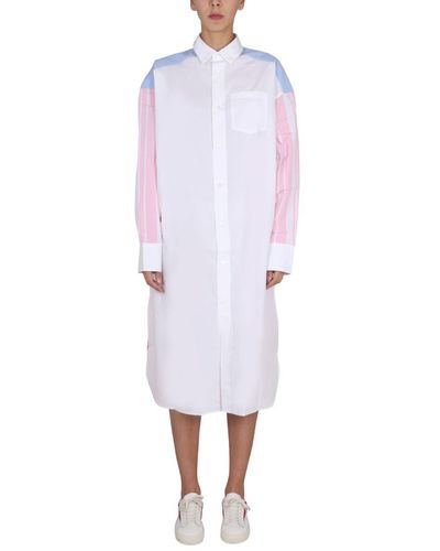 Maison Kitsuné Colorblock Shirt Dress - White