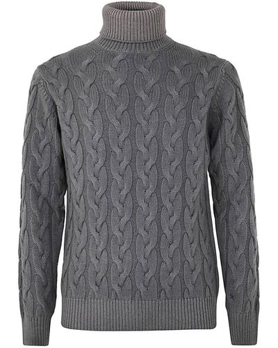 FILIPPO DE LAURENTIIS Braided Turtleneck Pullover - Grey