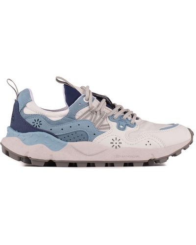 Flower Mountain Yamano 3 Eco Suede And Nylon Sneakers White Gray And Navy - Blue