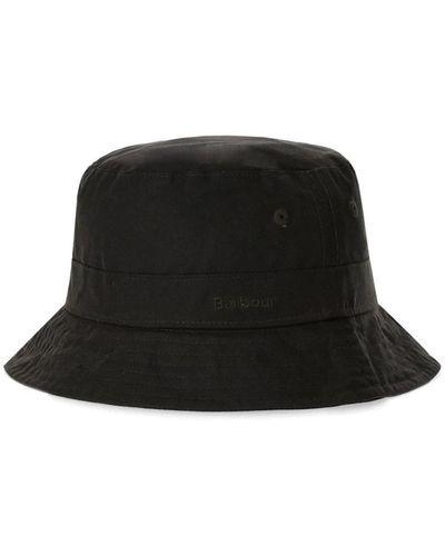 Barbour Belsey Wax Olive Green Bucket Hat - Black