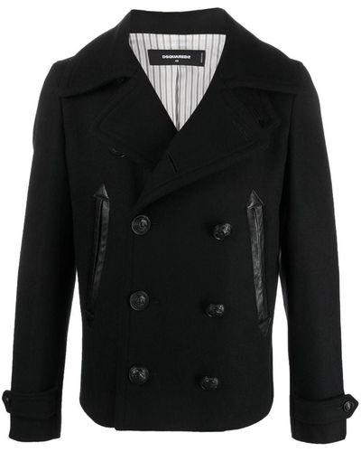 DSquared² Double-breasted Buttoned Coat - Black