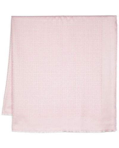 Givenchy Lightweight Silk And Wool Scarf With Embroidered Logo - Pink