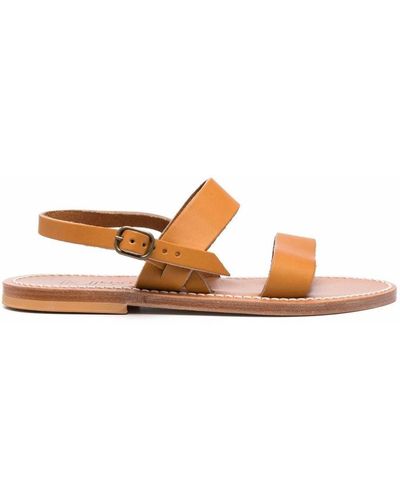 K. Jacques Barigoule Leather Flat Sandals - Brown