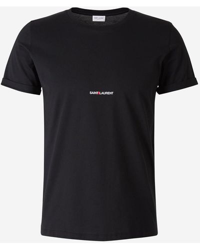 Saint Laurent Logo Cotton T-shirt - Black