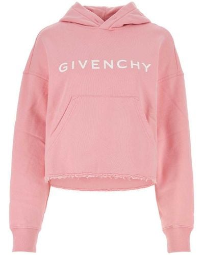 Givenchy Cropped Logo Hoodie Sweatshirt - Pink