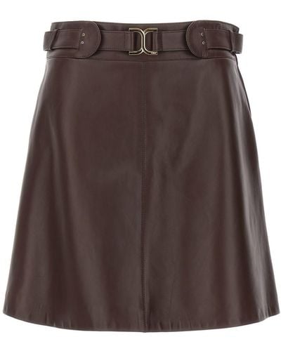 Chloé Leather Mini Skirt Skirts - Brown