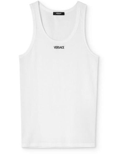 Versace Ribbed Top With Embroidery - White