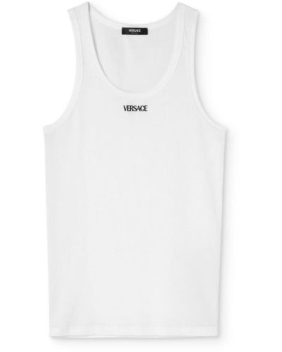 Versace Ribbed Top With Embroidery - White