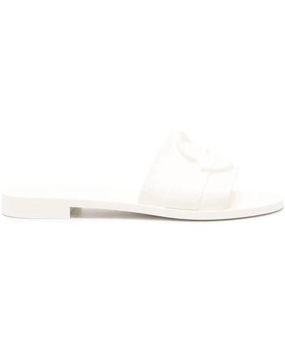 Moncler Mon Logo-Appliqué Slides - White