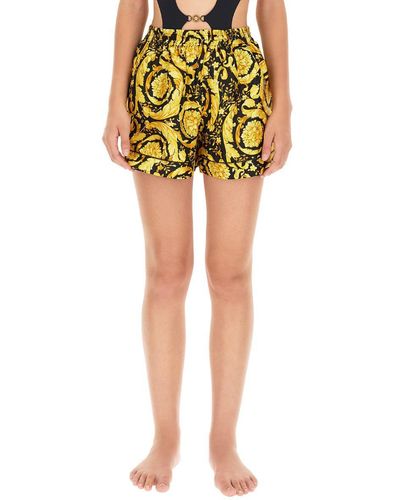 Versace Silk Pajama Shorts - Yellow