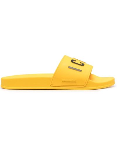 DSquared² Icon-print Flip Flops - Yellow