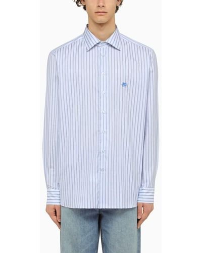 Etro White/light Blue Striped Long Sleeved Shirt