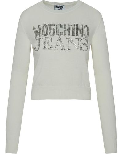 Moschino Jeans Ivory Virgin Wool Blend Jumper - Grey