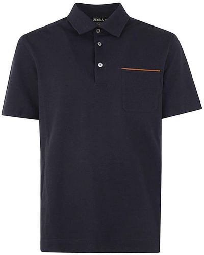 ZEGNA Pure Cotton Polo Clothing - Blue