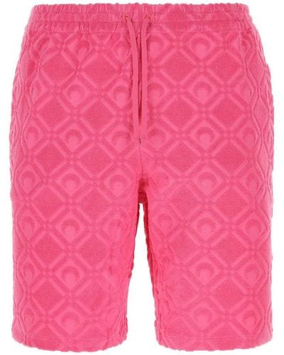 Marine Serre Fuchsia Terry Fabric Bermuda Shorts - Pink