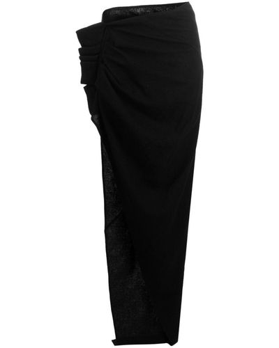 Rick Owens Wool Maxi Skirt - Black