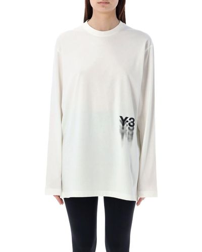 Y-3 Graphic Long Sleeves Tee - White