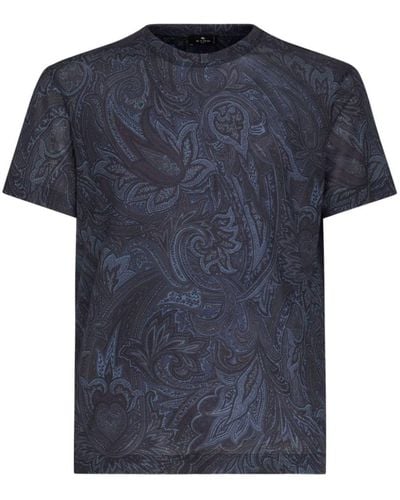 Etro T-Shirt With Paisley Print - Blue