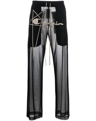 Rick Owens X Champion Logo Nylon Track Pants - Black